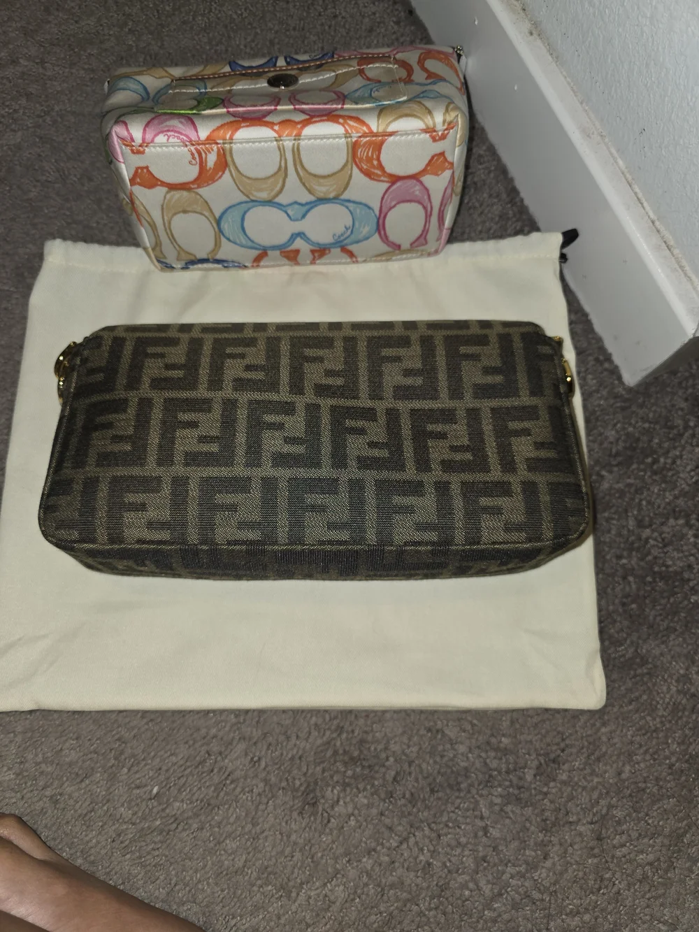 Brown and Black Monogram Crossbody Bag